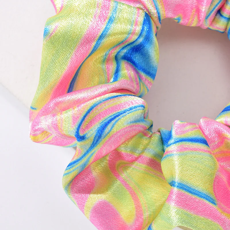 Colorful Printing Scrunchies Soft Elastic Hair Ties for Women Teenage Girls Ponytail Holders