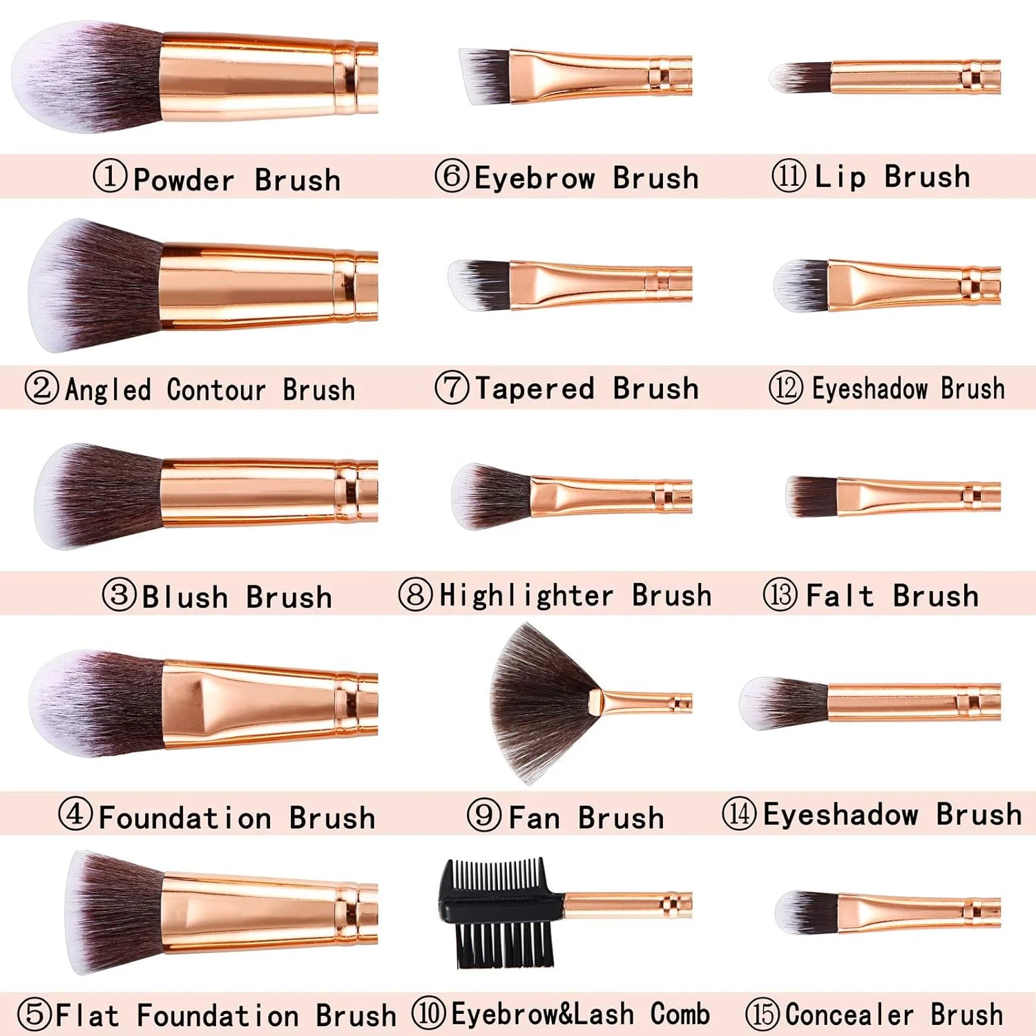 15PCs Marble Makeup Brush Set Premium Synthetic Kabuki Powder Blush  Concealer Eyeshadow Brushes with Makeup Sponge Make up Tool