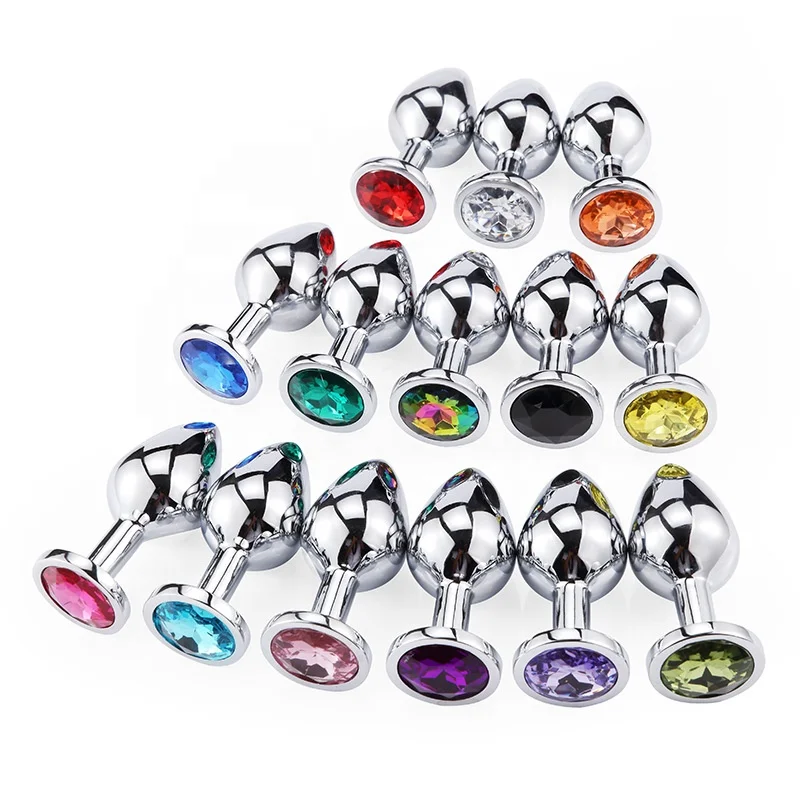 5 Size 14 Color Metal Anal Plug With Crystal Jewelry Smooth Touch Anal Toys For Men Women Lover