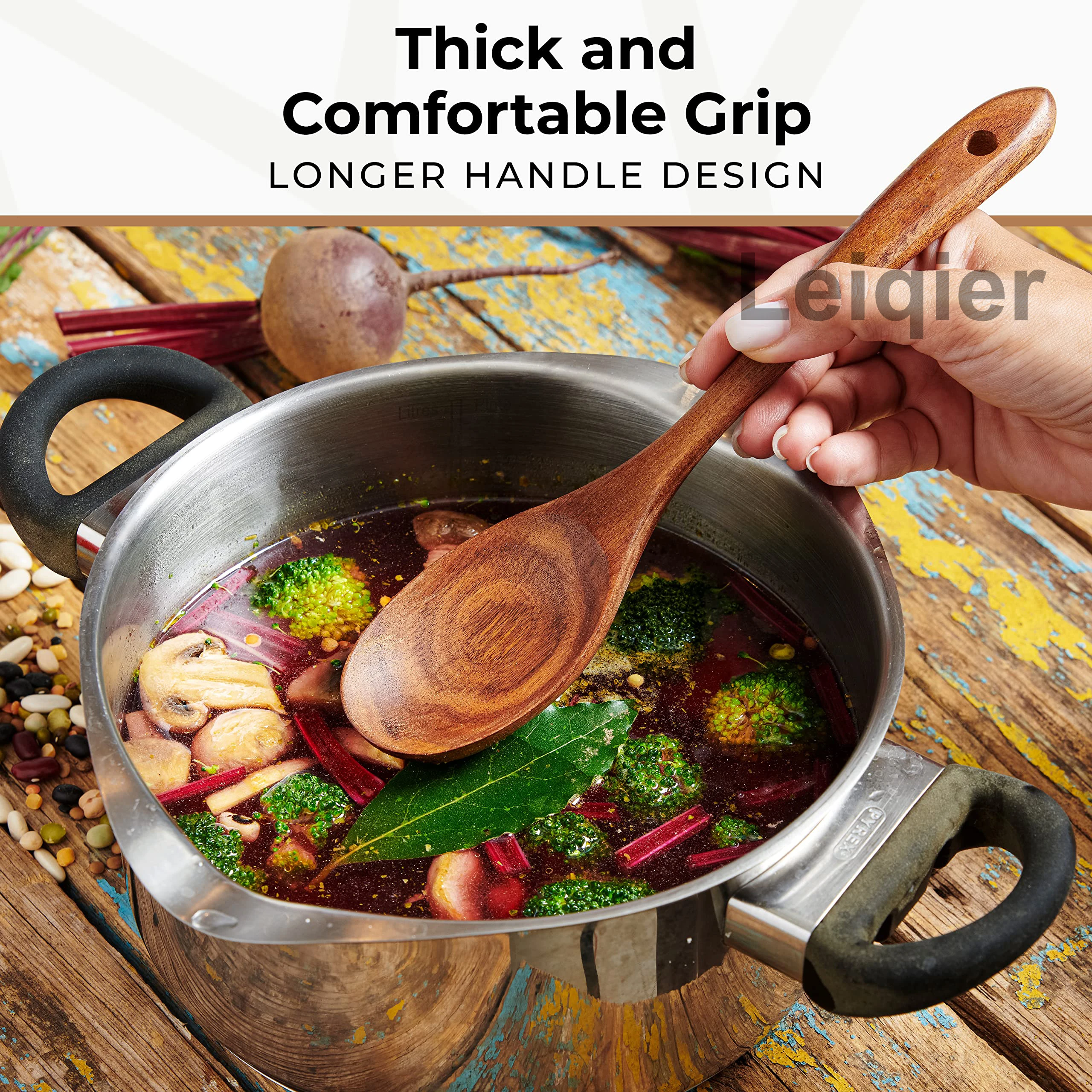 Кухонные принадлежности с логотипом на заказ умные кухонные инструменты деревянная пищевая посуда набор кухонных принадлежностей для сковородок антипригарным