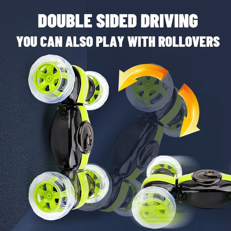 Hot Double Sided Remote Control RC Racing Rolling Tumbler Stunt Car 360 Degree Rotating Spin BO RC Twist Toy With Light