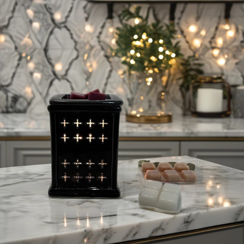 Black Electric Ceramic Wax Melt Warmer Aroma Warmer Fragrance Burner White US Plug Ceramic Candle Wax Warmer for Home Fragrance