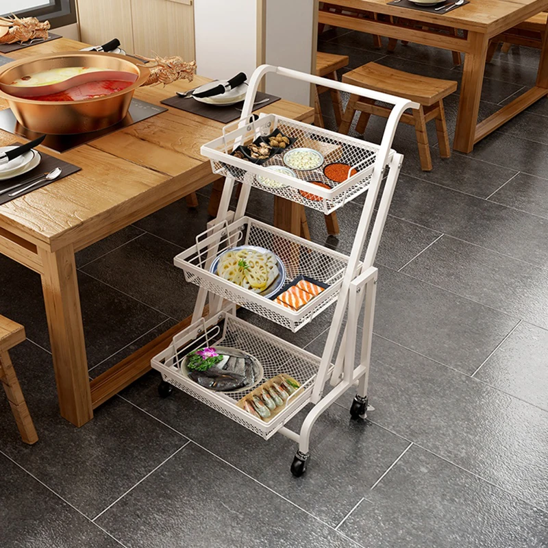 
Hot sale folding Metal 3-Tier trolley organizer kitchen Rolling Storage Rack with kitchen trolley 