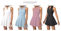 Пользовательский логотип, переработанная устойчивая нейлоновая одежда для тренировок, Женская теннисная юбка с шортами, платье для гольфа с воротником поло