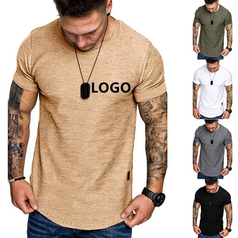 custom logo cotton slim fit t shirt casual fitness gym men short sleeve t-shirt