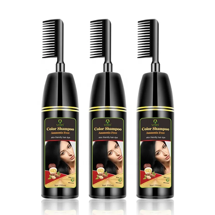 Private label semi permanent  non allergic natural herbal hair color dye comb with brush 250 ML