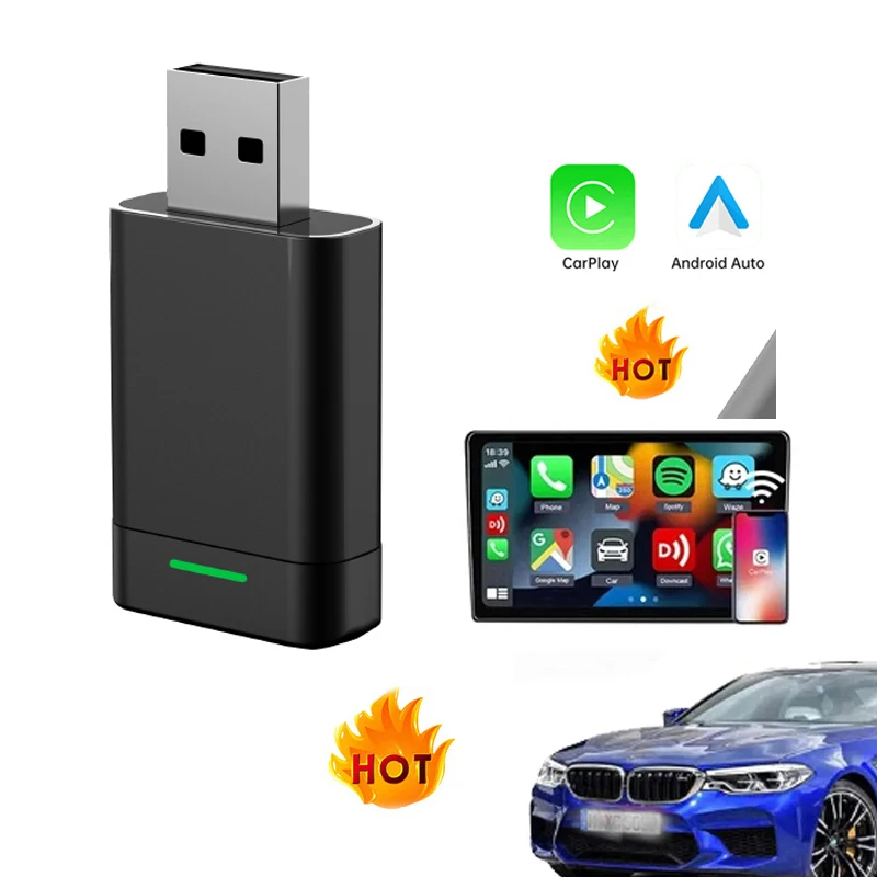 Exontek 2in1 High-end Wireless Carplay Android Auto Dongle Box 5.0 Wired to Wireless Universal USB carplay Adapter CP590 PK 2Air