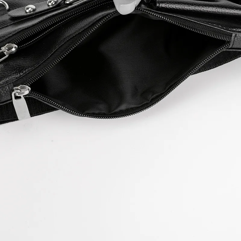 Premium Classic Men s PU Leather Waist Bag with Smartphone Pocket Korean Style Outdoor Casual Black Chest Bag