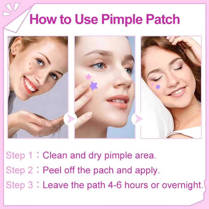 Private Label Box Skin Care Easy Peel 36 Patches Star Heart Face Hydrocolloid Acne Pimple Patch for Face