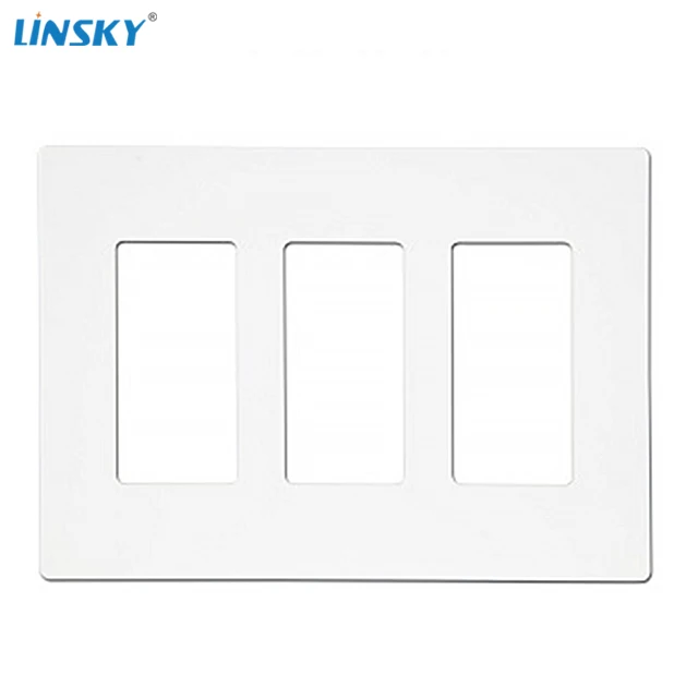 Shanghai Linsky 3-Gang Белый Декоративный Выключатель без винтов/Выходная настенная пластина