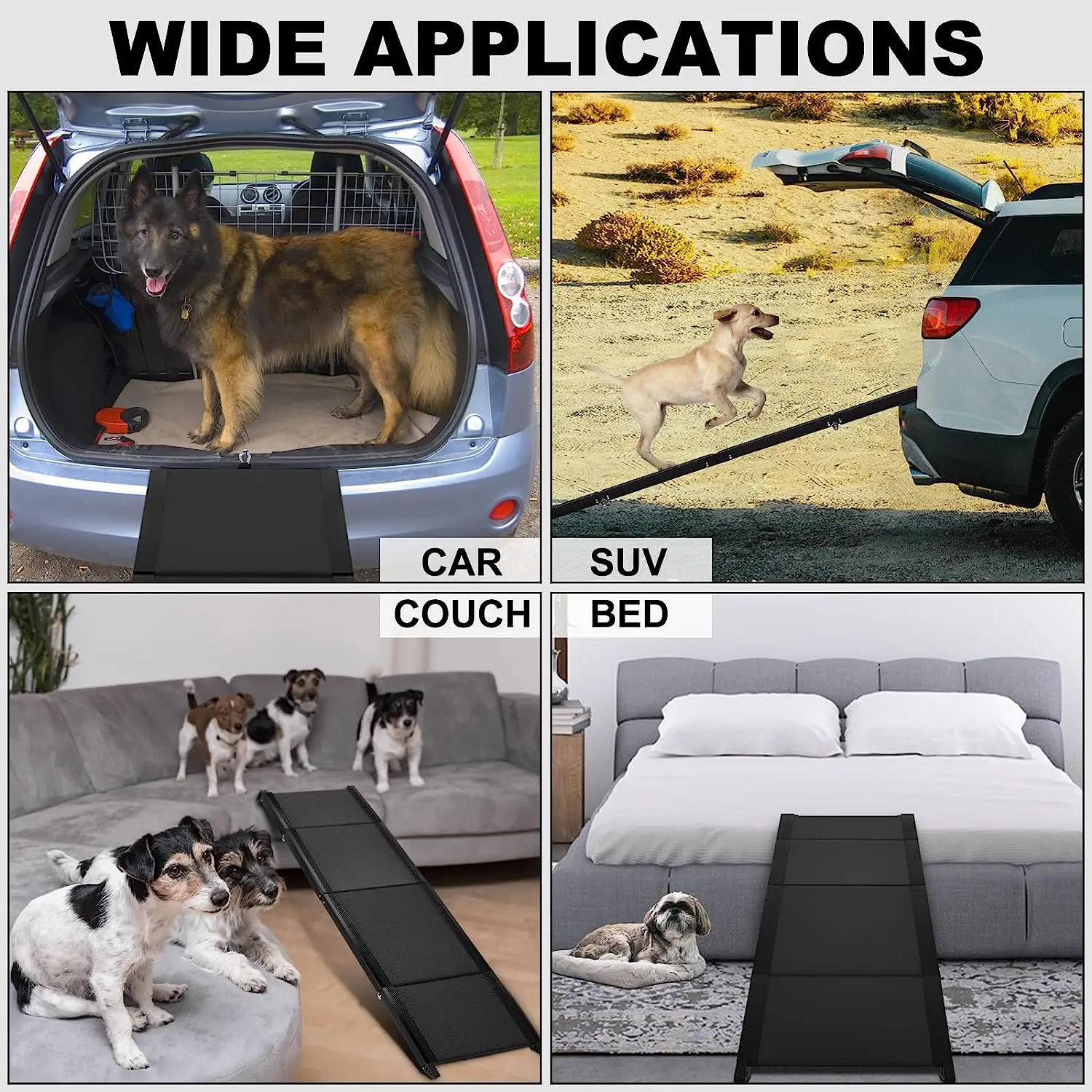 CANBO Pet Ramp with Non-Slip Surface Portable Outdoor Dog Car Ramp Foldable Aluminum Dog Ladder