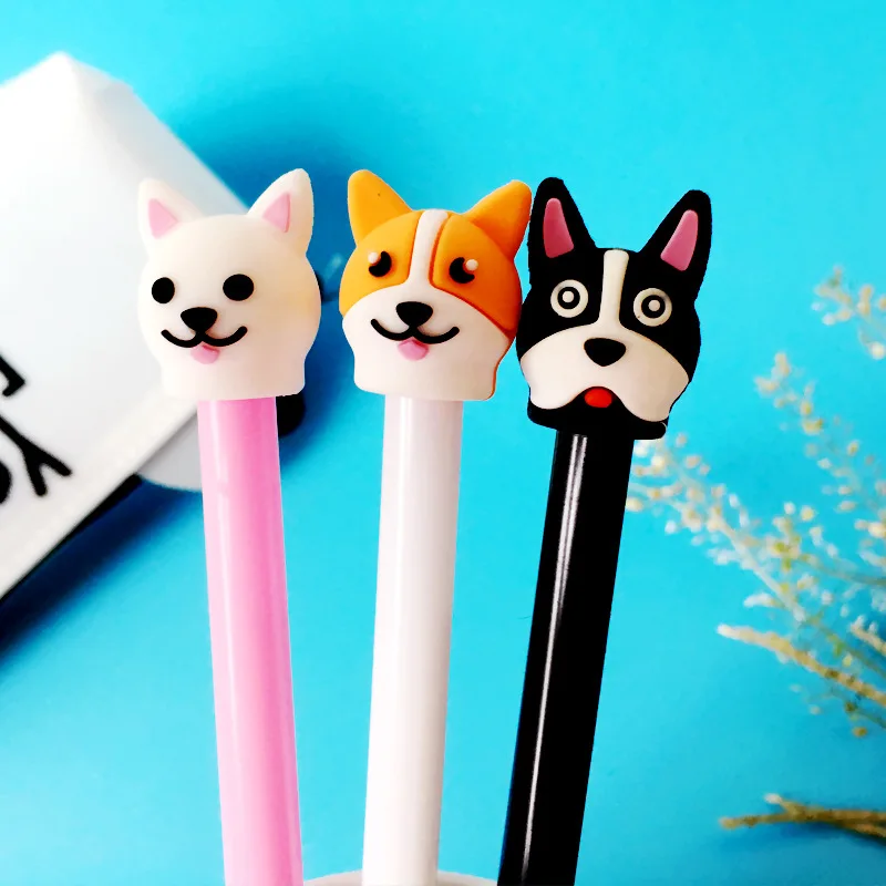 Wholesale cheap cute kawaii stationery Husky dog plastic gel ink pens with custom logo