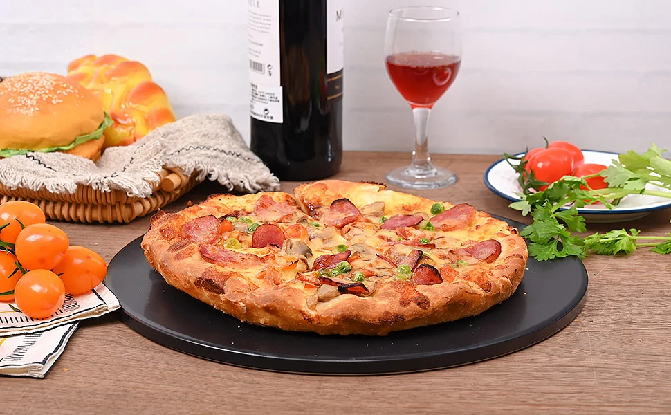 13 Inch Food Grade Refractory Baking Stone Ceramic Stone Round Black Glazed Cordierite Pizza Stone for Oven and Grill