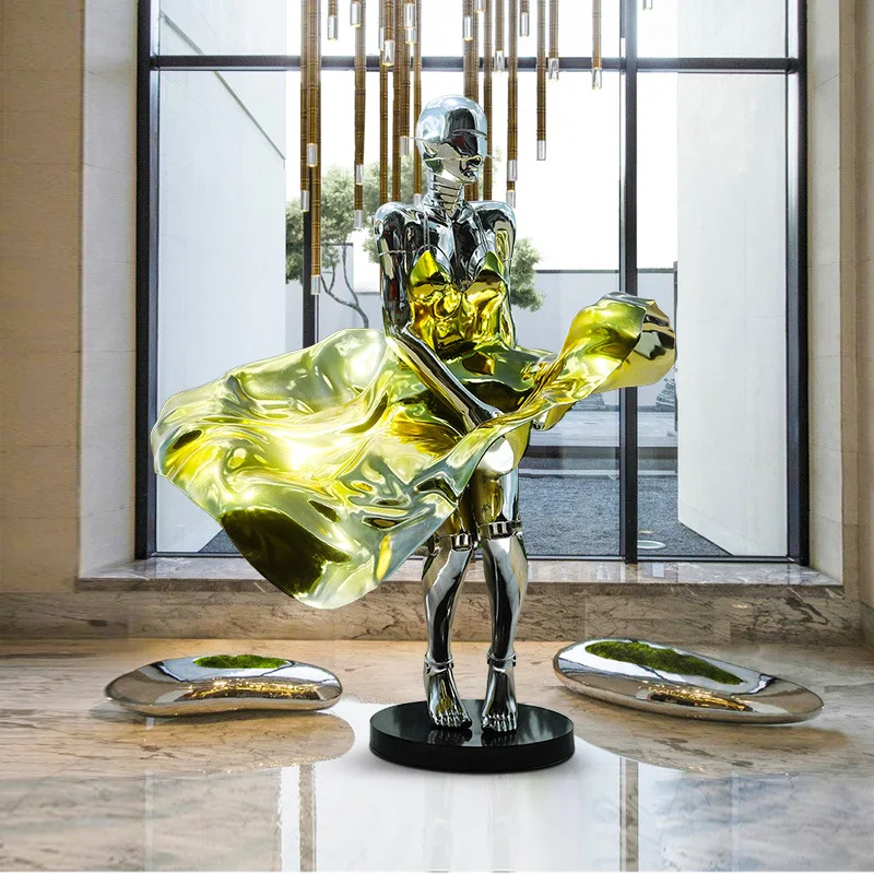 Resin Robot Statues Outdoor Garden Decoration Fiberglass Sculpture Decoration For Mall Center Office Themed Club Bar Hotel