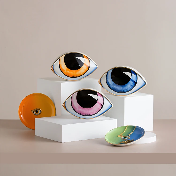 SYL  modern porcelain home decoration creative gift ceramic luxury wedding decoration evil eyes  table statue