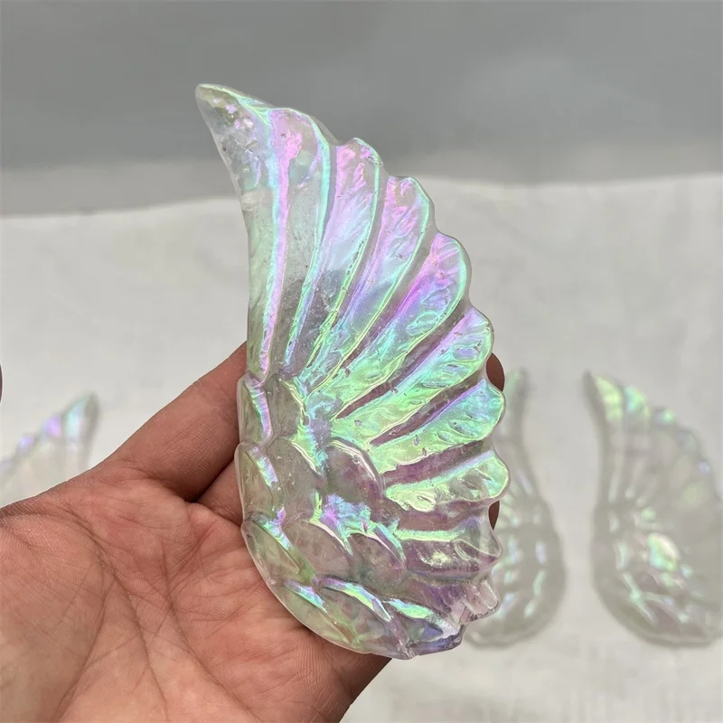 Natural Crystals Healing Aura Clear Quartz Angel Wings For Home Decoration