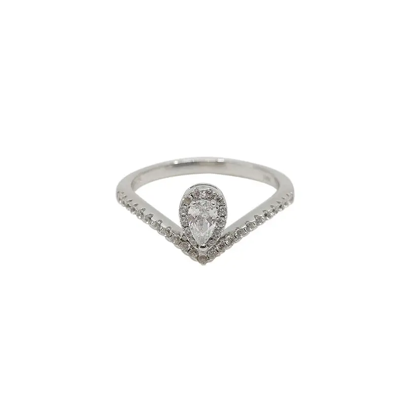 Newest Fashion Couple Wedding Halo Diamond Tear Drop Ring  Princess Crown Zircon Queen Ring for Women