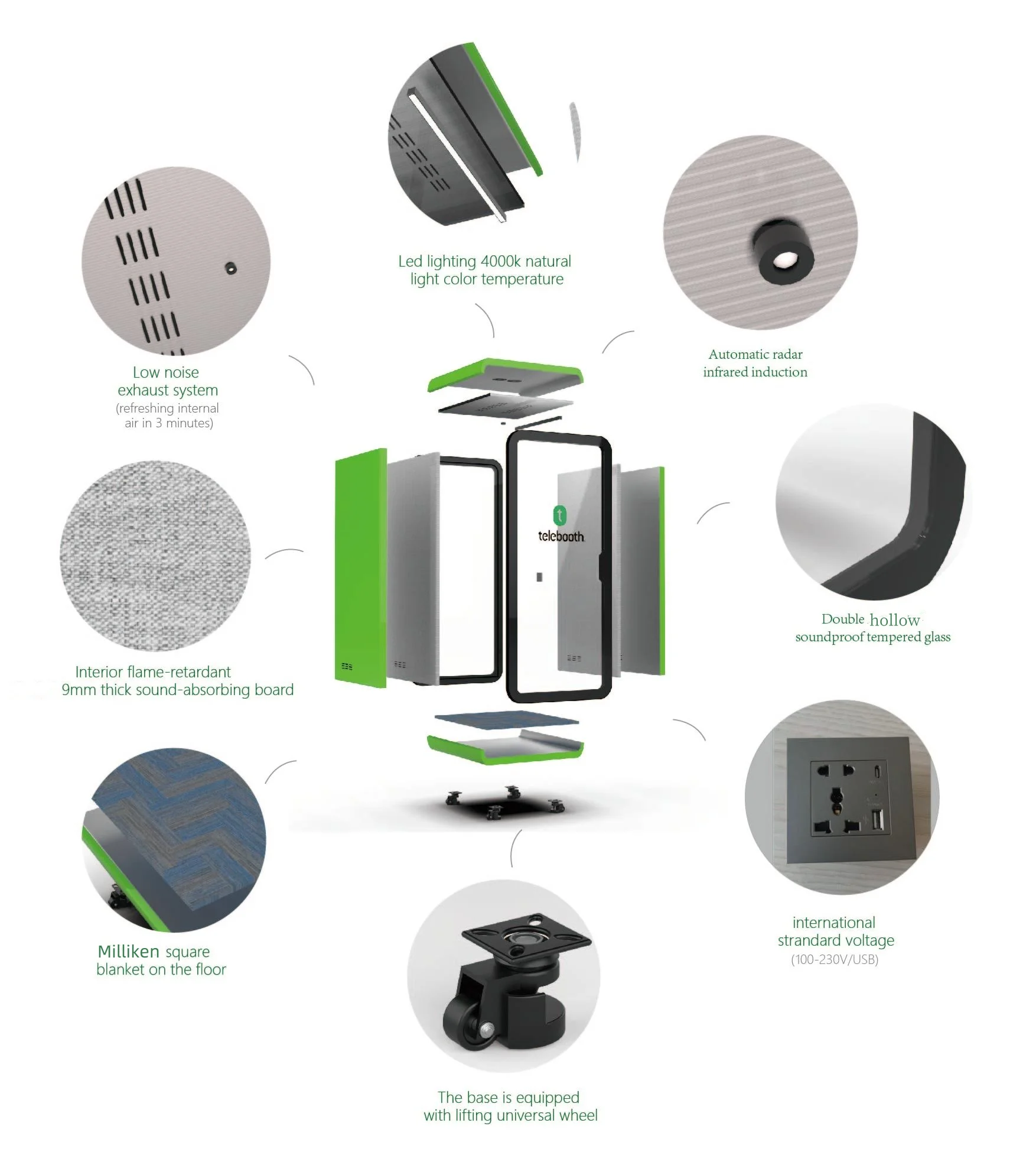 Telebooth private space booth for office sound isolation work place new modern soundproof phone booth