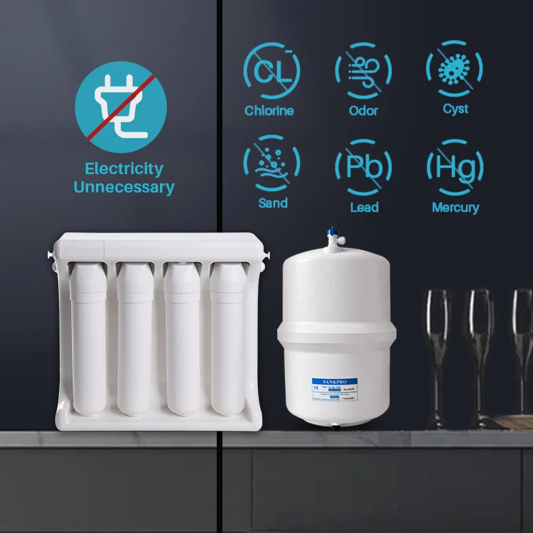 NSF CE Certified 3.5G Tank Under Sink No Electricity Household Reverse Osmosis Water Filter RO Water System Home Use