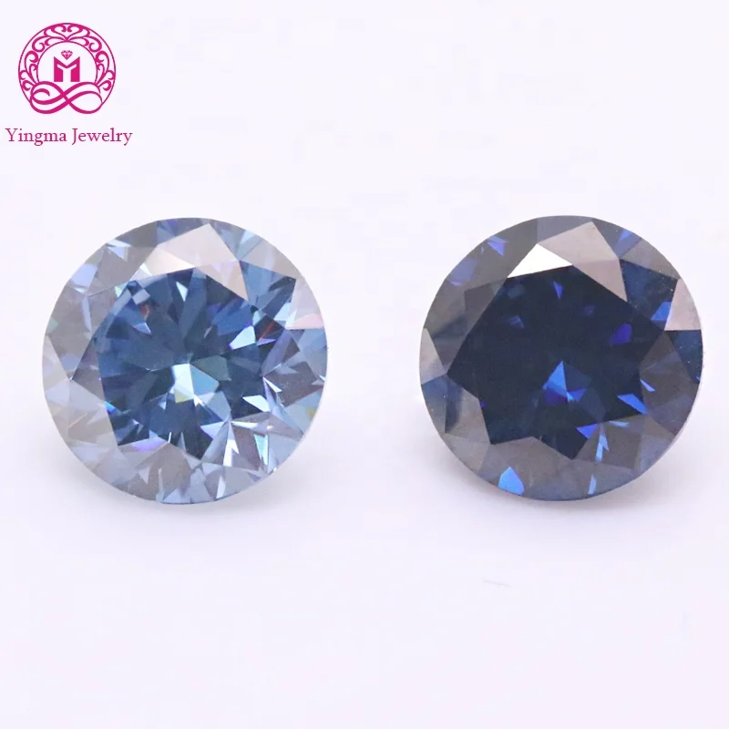 Factory direct VVS moissanite loose gemstone 8 hearts & 8 arrows round shape sapphire blue moissanite diamond for fine jewelry