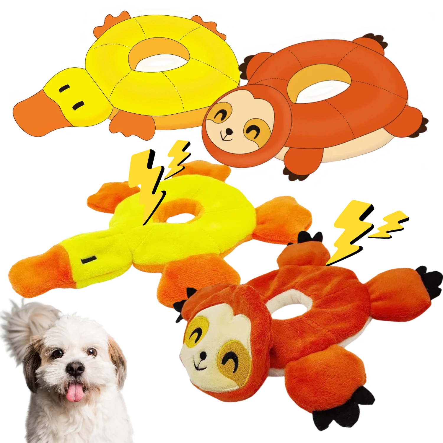 Manufacturer Custom Design Stuffless Dog Toys Animals Plush Squeaky Crinkle No Stuffing Animals Dog Chew Toys