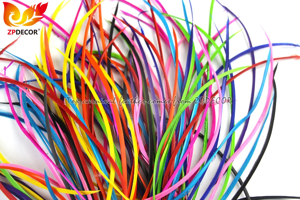 ZPDECOR Wholesale Stock 32 Colors High Quality Stripped Dyed Goose Biot Feathers for Fashion Clothing and Carnival Headdress
