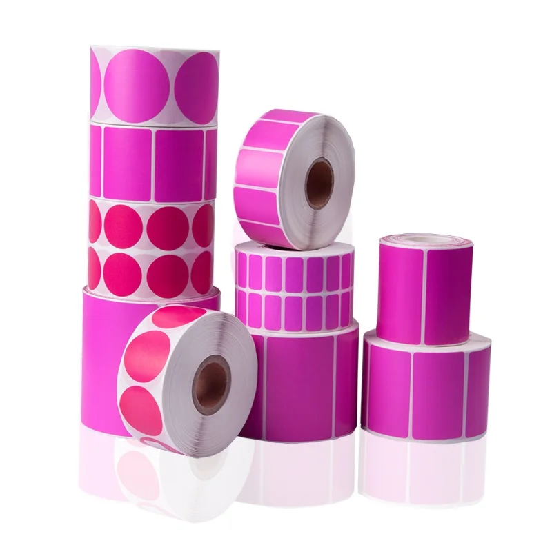Прямая поставка с завода, Высококачественная пустая термонаклейка, рулон бумаги, розовые, синие, золотые, фиолетовые, оранжевые, желтые, для доставки упаковочных этикеток