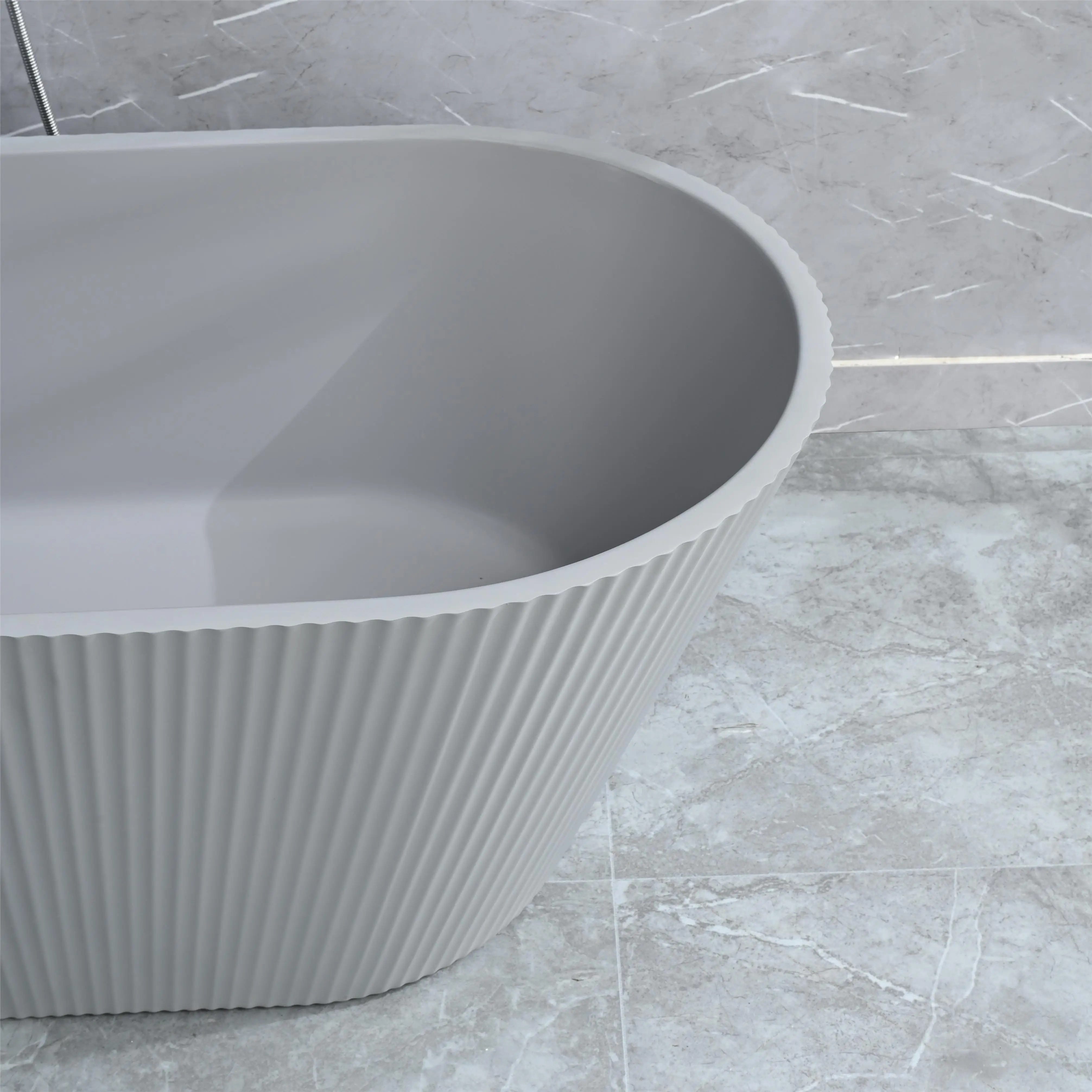 Customized Size Matt Grey portable bathroom free standing deep soaking showers adults bath tubs
