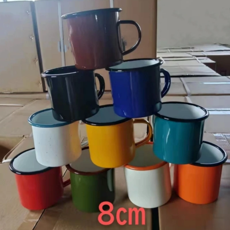 Custom-made enameled tin or stainless steel sparkled campfire mug cup