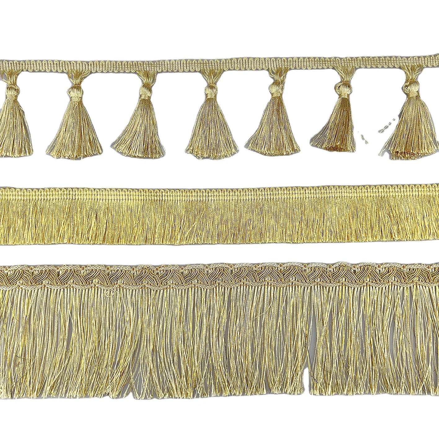Wholesale 45mm Factory decorative gold brush tassel fringe for pillow cover curtain trimming