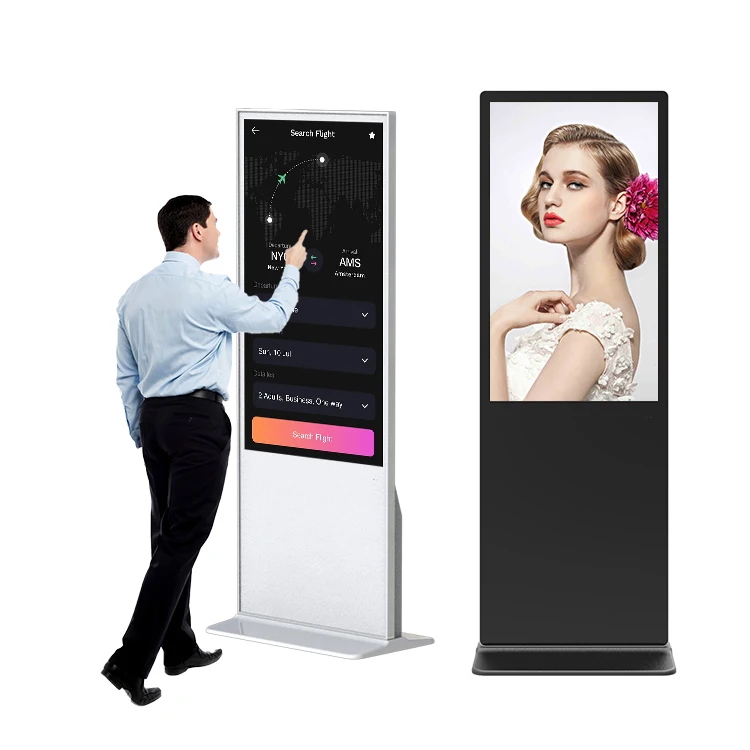 Retail Advertising Display Screen Led Lcd Vertical 43 55 65 75 inch Interactive Digital Signage Totem With CE