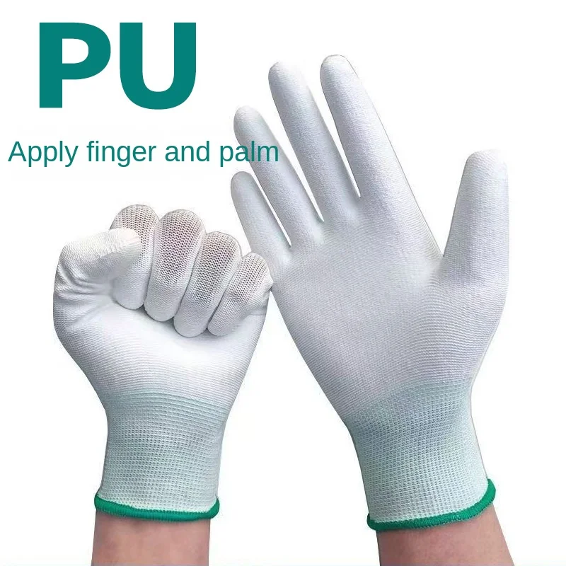 Wholesale ANSI Certified Anti-Static PU Work Safety Gloves XL White Nylon Lining Wear-Resistant Dust-Free Finger Coated Palm
