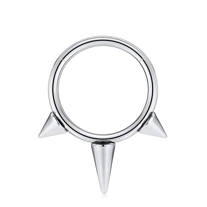 Long Spikes 316L Stainless Steel Seamless Nose Cartilage Piercing Hoop Round Septum Ring Surgical Steel Body Piercing Jewelry