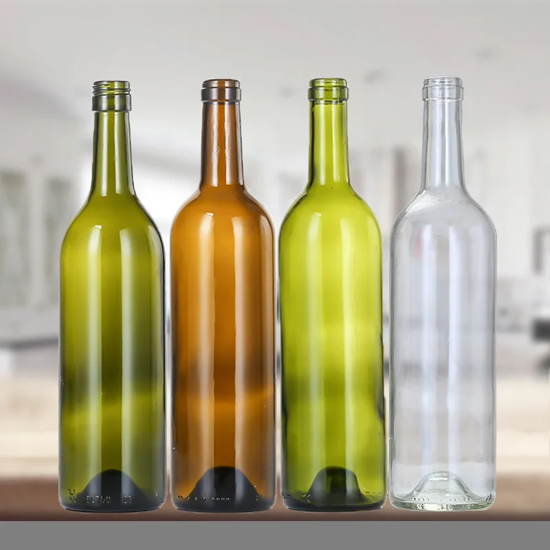 Factory High Quality Empty 750 ML Colored Round Liquor Bottle Glass Wine Bottle Wholesale