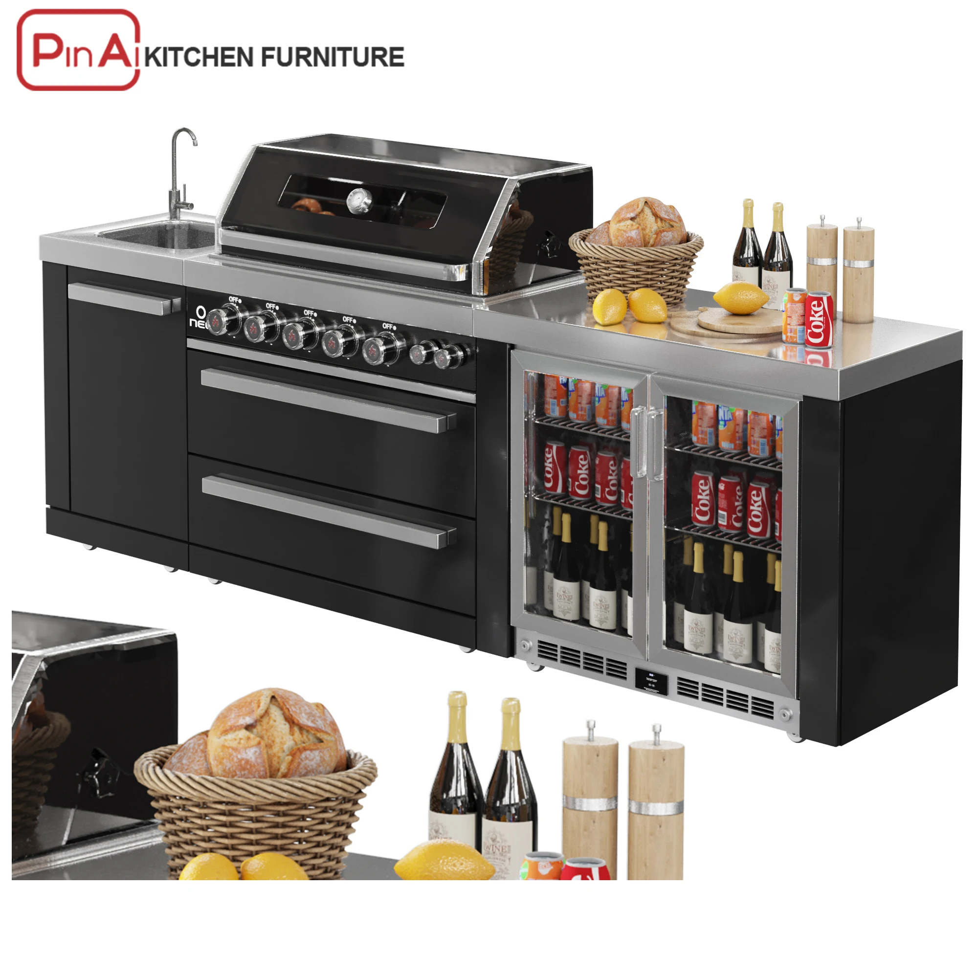 PINAI home furniture modern modular outdoor movable kitchen designs cabinet set supplier