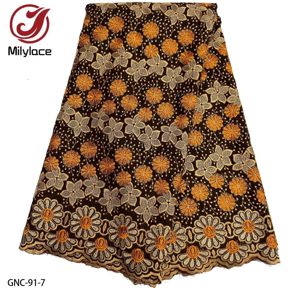 Wholesale African 100% Cotton Swiss Lace Fabric Flower Embroidery Cotton Lace Fabric For Making Dress