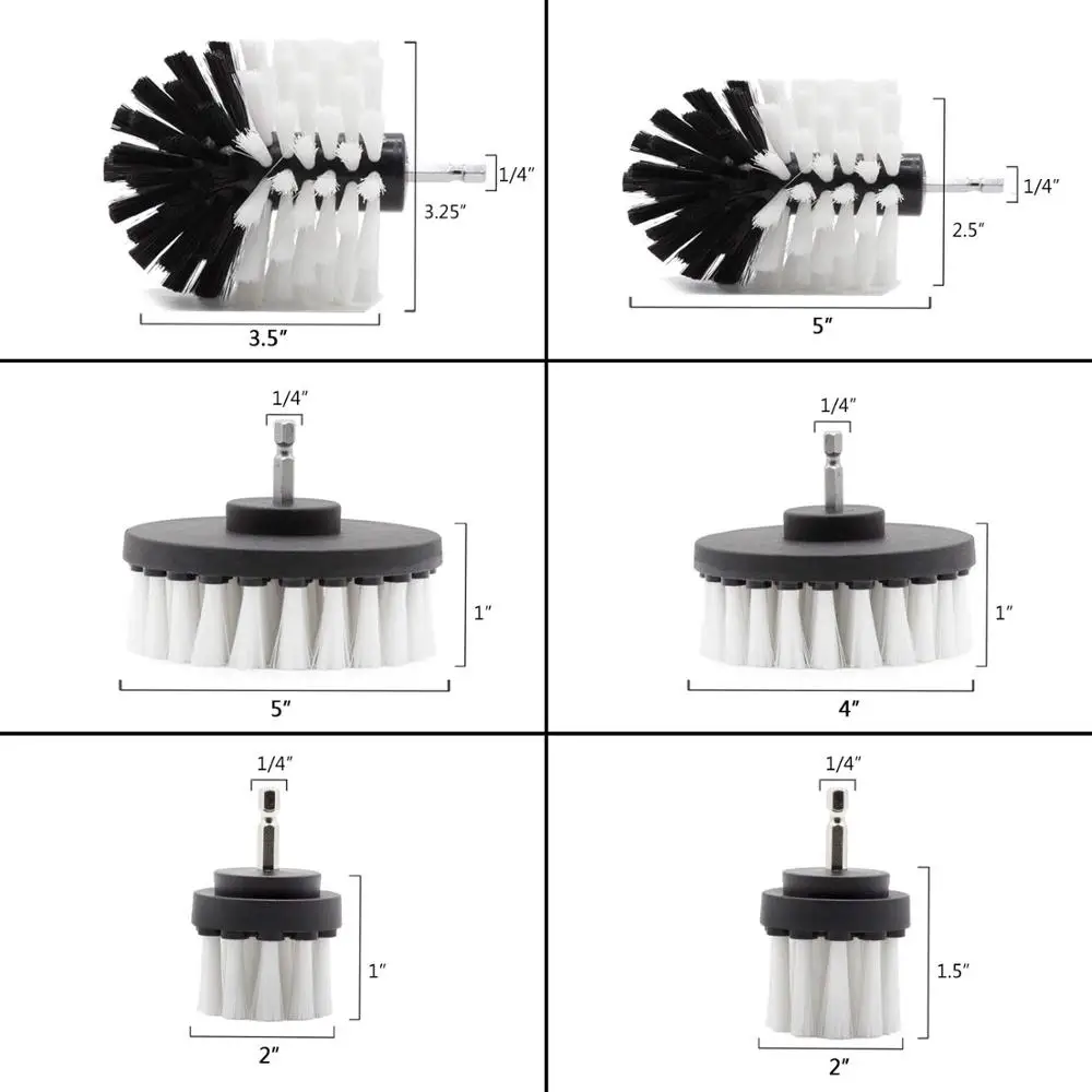 Drill Brush and Buffing Sponge Pads, 17 Pieces Power Scrubber Soft White Car Wash Kit Spin Brush Wheel Carpet