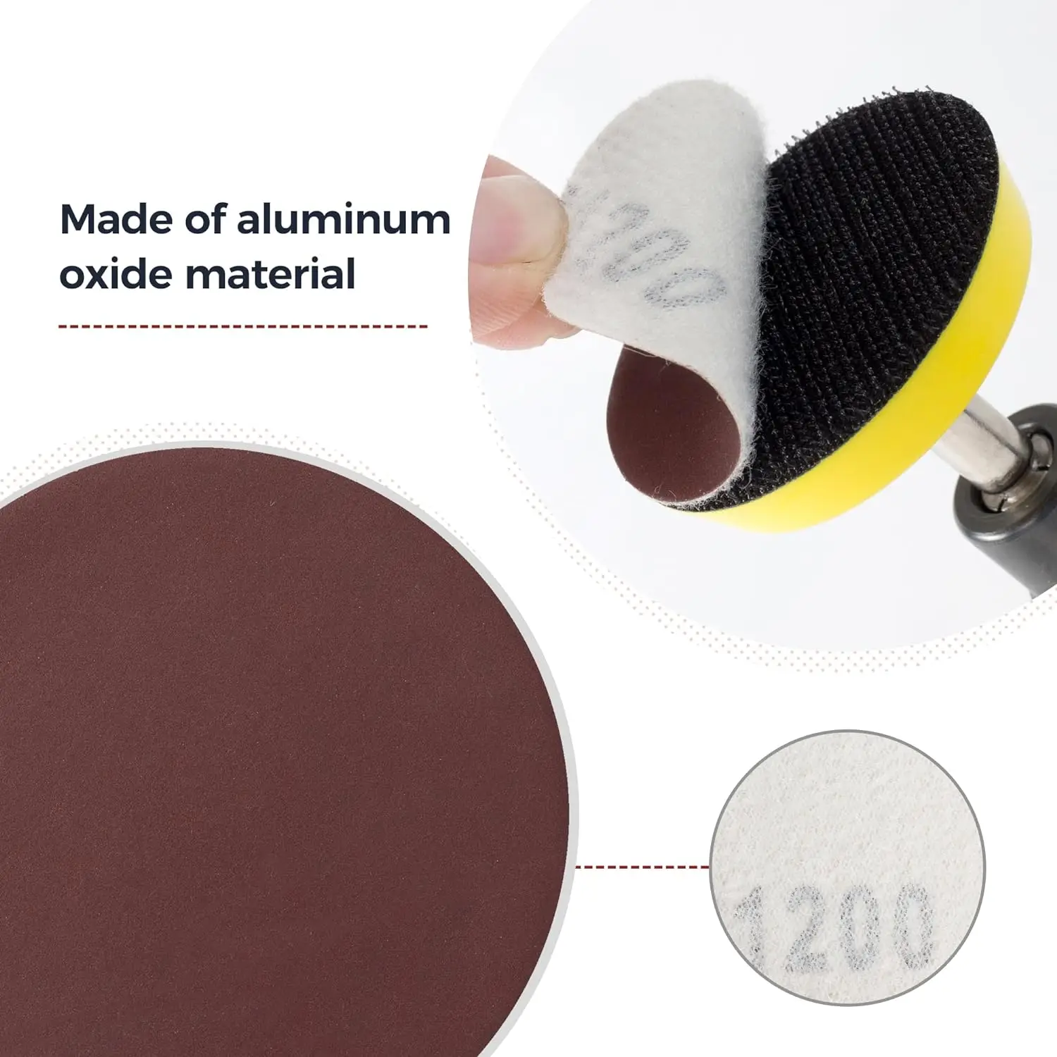 2 Inch Hook and Loop Sanding Discs No-Hole Sandpaper 1200 Grit Orbital Sander Pads for Sanders Drill