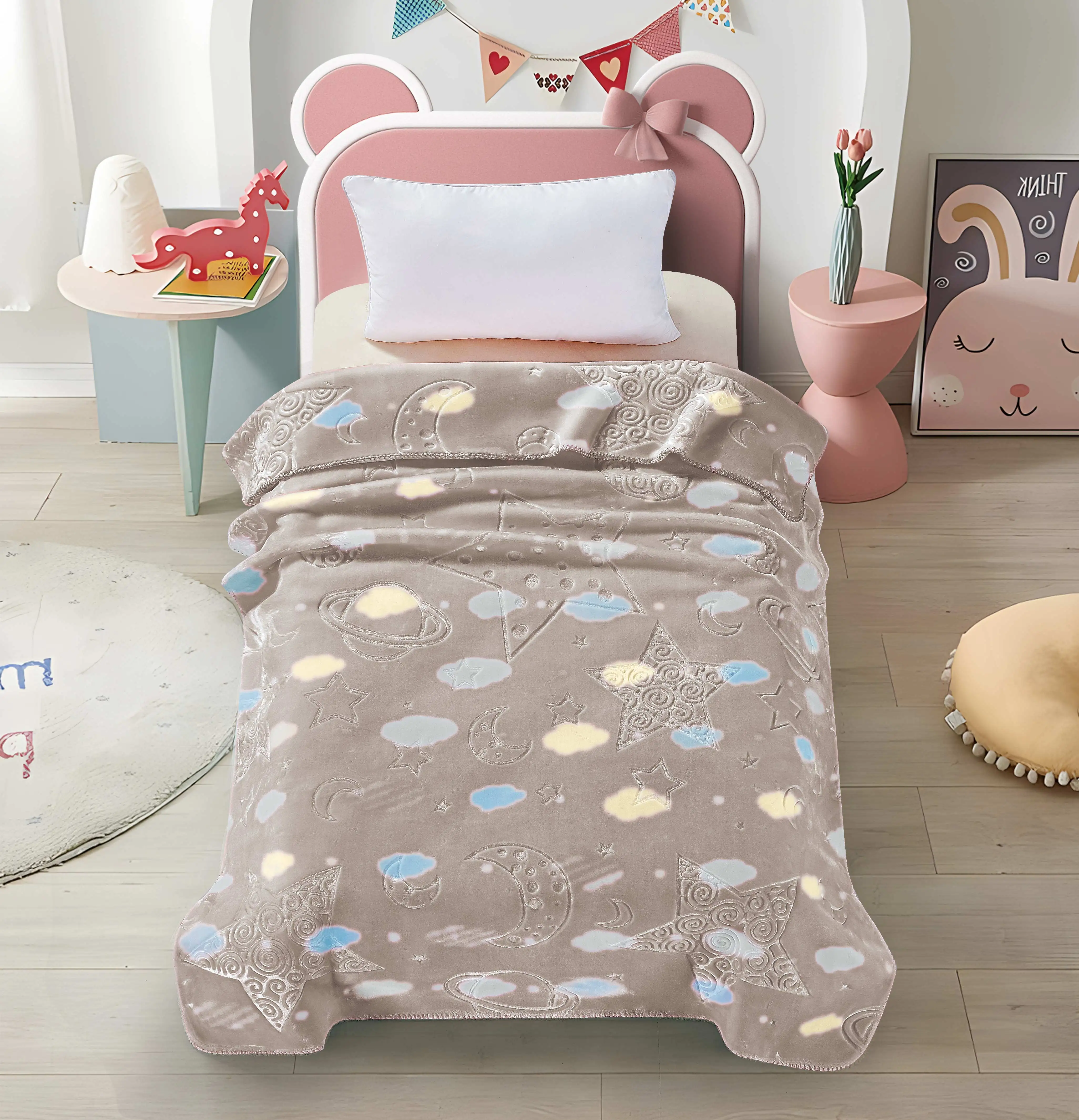 Solid Quilted Sherpa Fleece Thick Comforted Animal Printed Baby Blanket