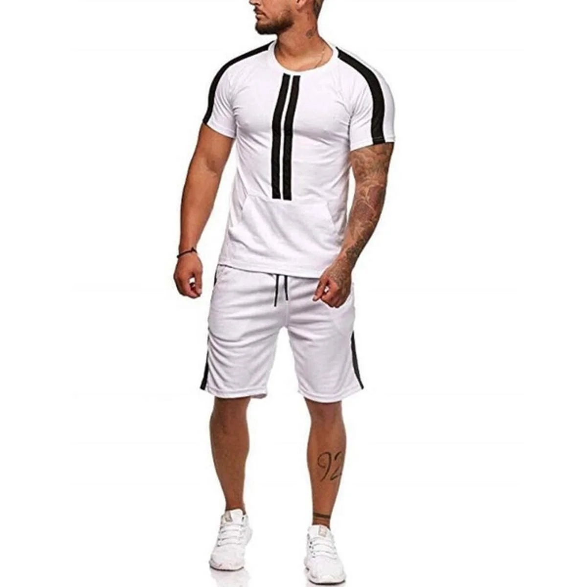 Pakistan manufacturer custom men clothing tracksuit jogger suits Men summer set Casual Wear  knee length men short & shirt set