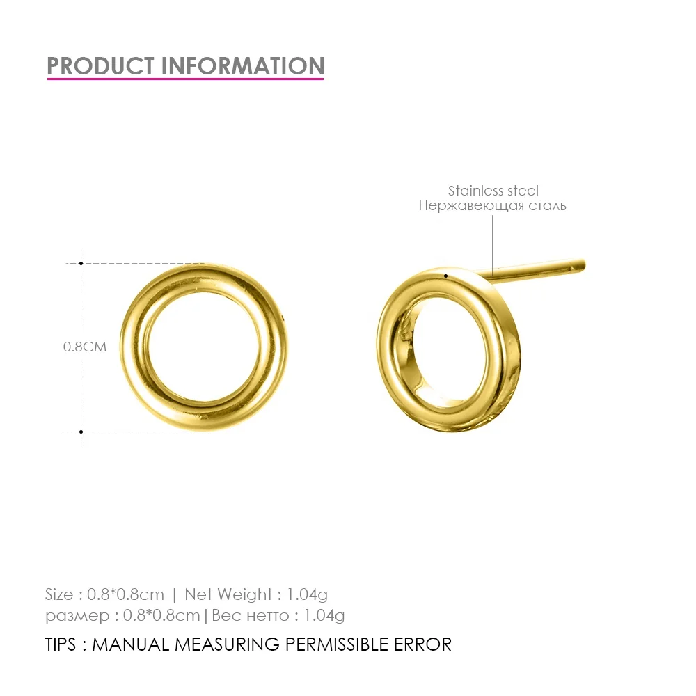 Factory wholesale girl gift aretes fashion jewelry hypoallergenic 316  Stainless Steel round earrings stud