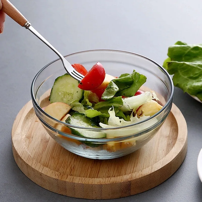 DG household 5-piece glass preservation bowls set kitchen round transparent glass bowl with cover