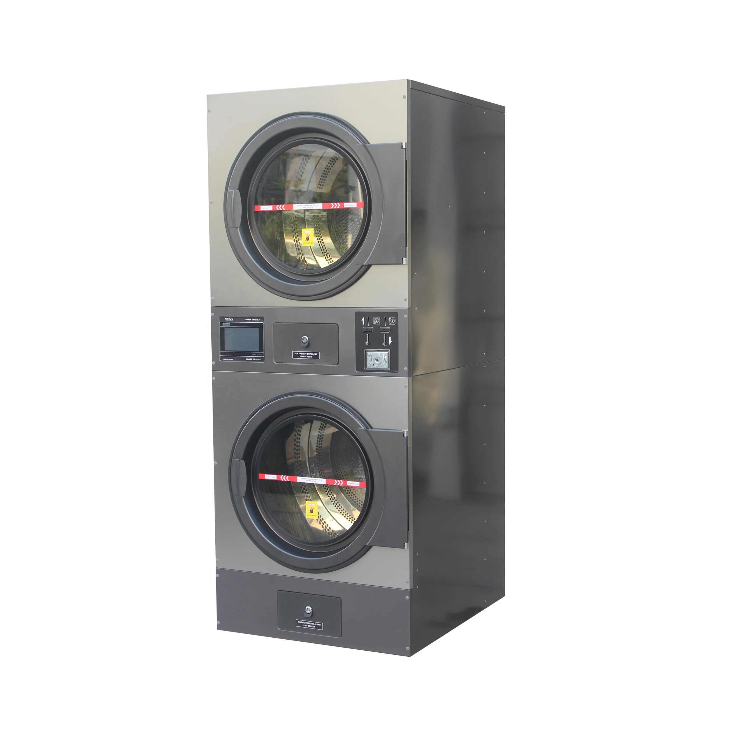 15kg commercial Card Coin Operated Machines Stacked Dryer Automatic for Starting a Business  in gas  electric steam heating