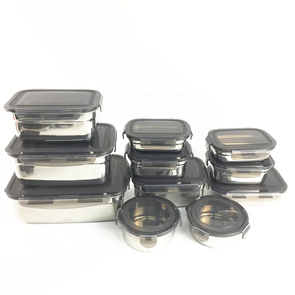 2022 New Custom metal bento box food container set pp lid stainless steel lunch box kids school