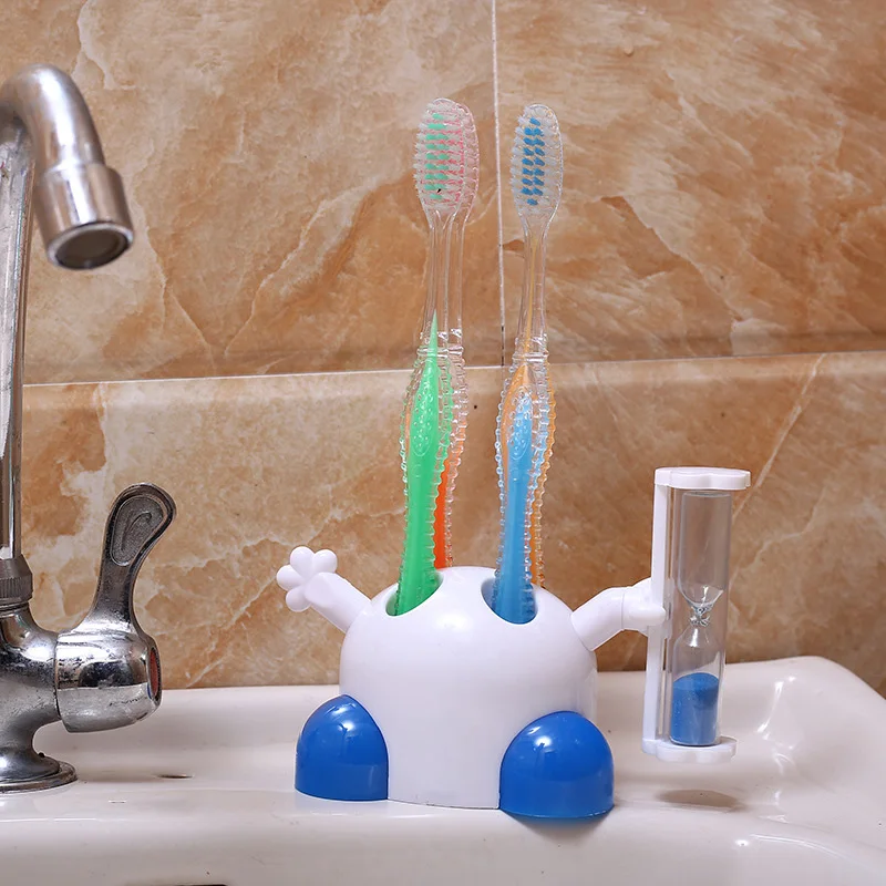Kids 3 Minutes Hourglass 2 Holes Toothbrush Holder Sand Timer