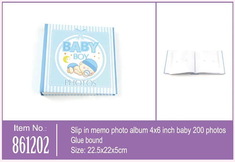 Slip in memo 4*6 inch 200 photos glue bound baby photo album
