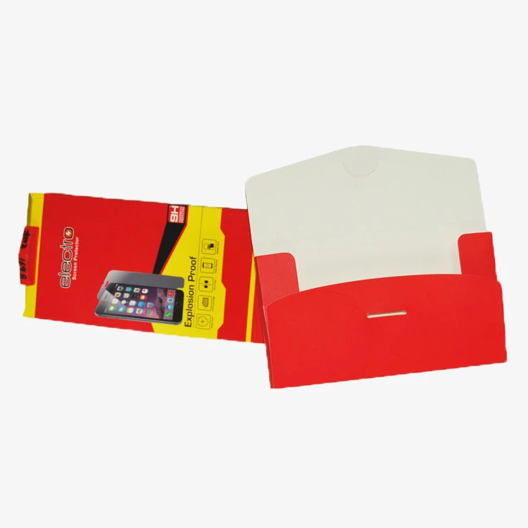 Custom Recycle C1S Material Paper Package With Plastic Hanging Hole For Screen Protector Retail Phone Accessories Packaging