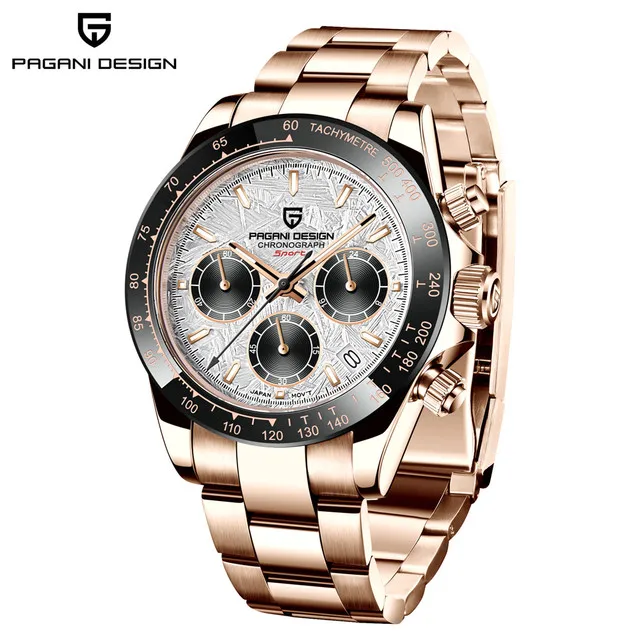 Pagani Design 1664 Rubber Chronograph Watch Designer Fashion For Men Japan Miyota Quartz Calendar Watches