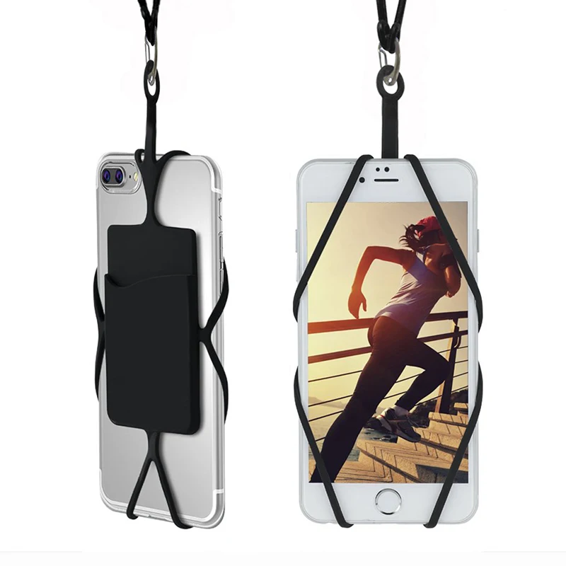 
Custom Wholesale Silicone Mobile Cell Phone Lanyard With Card Holder  (1600121388803)
