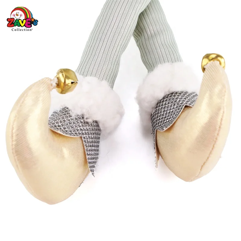 Traditional Christmas Gift Elf Pair Sitting for Home Indoor Decoration with Delicate Handmade Accessories